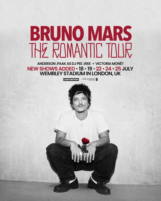 Billets Bruno Mars - The Romantic Tour - Stade de France - Paris - Juin 2026